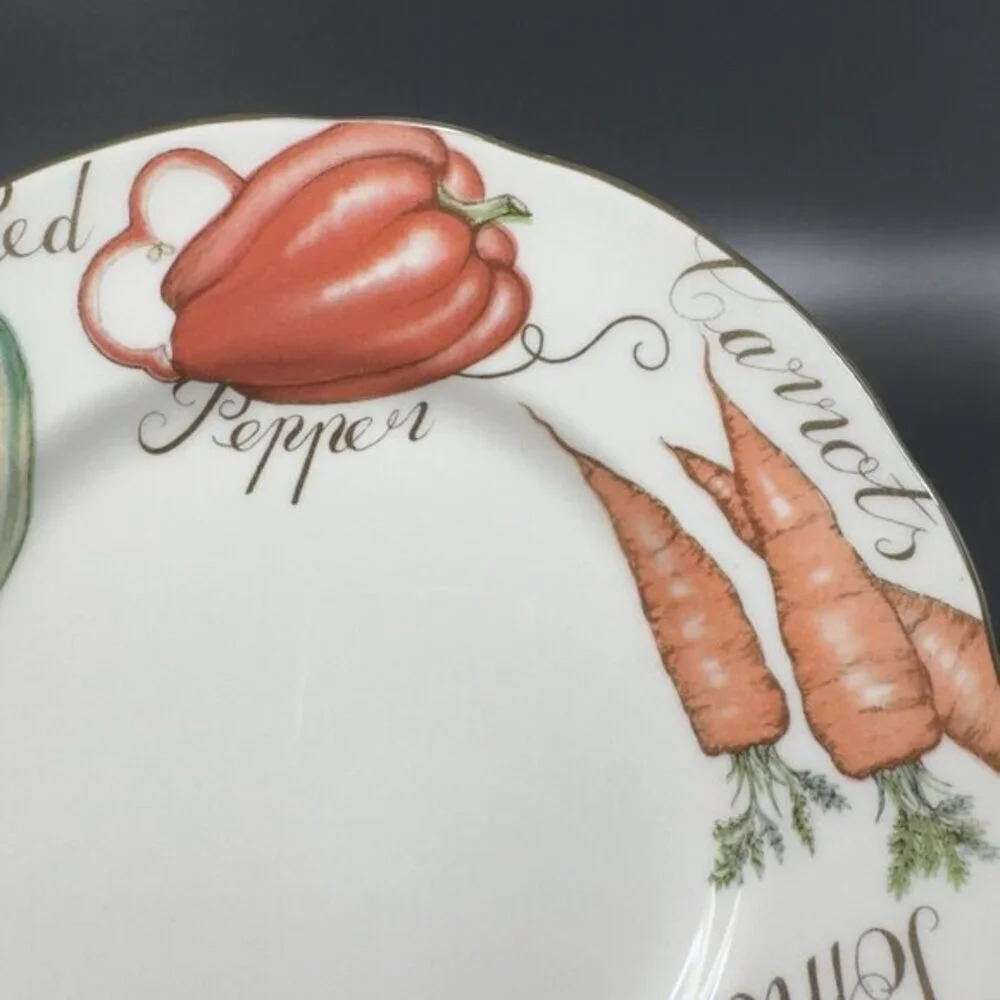 1995 Franciscan Vegetable Medley Ceramic‎ Dish Plate Set 2 Cottage Core 8inch